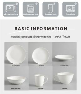 Assiettes En Chine Restaurant Fantaisie Française Fête Céramique Pas Cher en Vrac Plat Porcelaine Blanche Traiteur Mariage Assiettes Dîner - Product Image 4