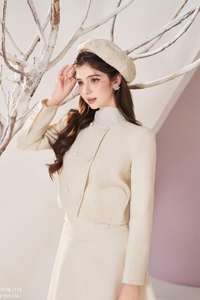 Women Two <b>Piece</b> <b>White</b> Set with Long Skirt and Belt Office & Going Out Wear High Quality Wholesale OEM ODM Available - Product Image 2