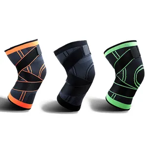 RunYi stock Customized 3D Knitting Knee sleeve Support Elastic Knee brace With Compression Straps knee wrap for sport protection