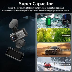 Caméra de tableau de bord double 4K+4K de haute qualité avec Wi-Fi intégré, écran 3,16 pouces, grand angle, GPS, capteur G, enregistrement en boucle et super condensateur pour voiture - Product Image 5