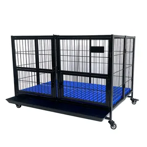 Cage pour chien robuste de 43 pouces Cage de parc en métal à assemblage solide pour chiens moyens et grands avec double porte