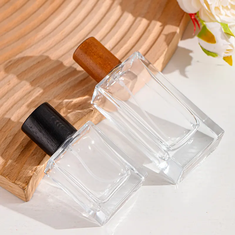 ショップ販売長方形絶妙な厚い底透明な空のアトマイザー香水瓶カスタム香水スプレーボトル