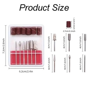 Bandas de lijado <span class=keywords><strong>para</strong></span> taladro de uñas, cabezales de pulido y recorte 6 en 1, herramientas portátiles <span class=keywords><strong>para</strong></span> uñas de gel acrílico, manicura y pedicura de cutículas - Product Image 5