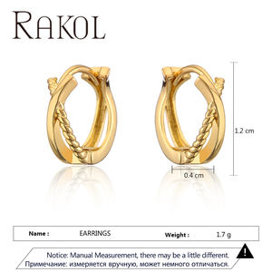 ต่างหู Rakol EP5629 กันน้ำ ดีไซน์มินิมอล คุณภาพสูง ชุบทอง สำหรับผู้หญิง - Product Image 6