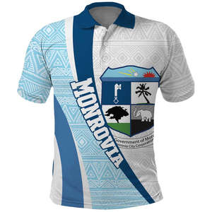 Camiseta Polo Personalizada de Liberia con Cierre, <span class=keywords><strong>Mapa</strong></span> con Flores de Pimienta y Textura Rascada, Camiseta Casual de Poliéster para Hombre, Bandera de Liberia - Product Image 3