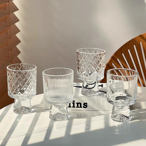 Vaso de <span class=keywords><strong>whisky</strong></span> prémium con base pesada para disfrutar de la vista, copa de postre de vidrio grabado con diamantes - Product Image 3