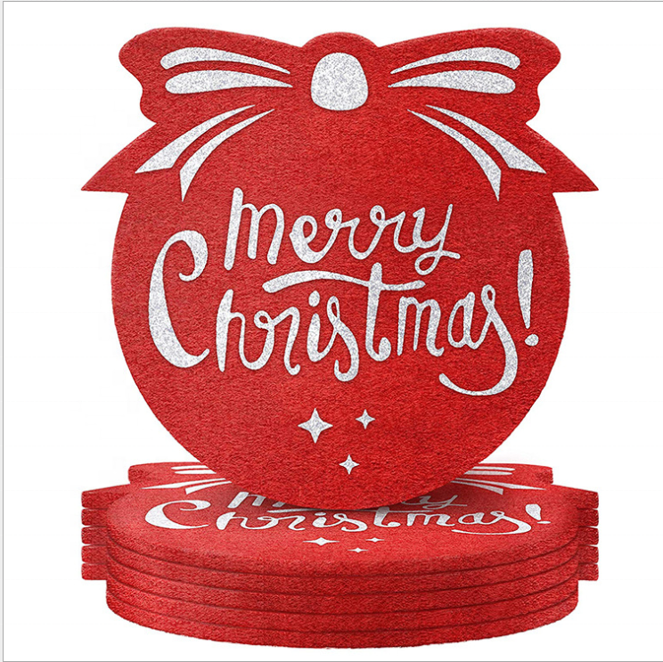 Оптовая продажа с фабрики, темно-красный, модные простые в форме сердца Кубок войлочная Подставка под стакан рождественские украшения для нанесения покрытий