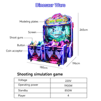 Dinosaur Century Dino Hunter, machine de jeu d'arcade de tir en métal pour 4 joueurs, avec garantie d'un an
