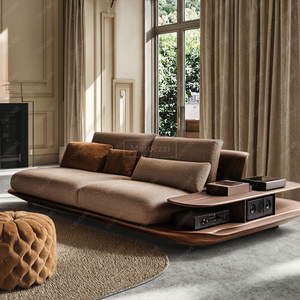 طقم أريكة خشبي بتصميم أوروبي كاجوال من الجلد الإيطالي الحديث، أثاث أنيق لاستقبال المكاتب والشقق - Product Image 2