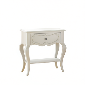 Comodino Bianco Perla con 1 Cassetto e Ripiano, Elegante Arredamento per Camera da Letto - Product Image 1