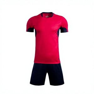 Men's Red Soccer Jersey Set Short Sleeve Crew Neck Moisture Wicking Breathable Quick Dry Polyester Athletic Fit All Seasons - Product Image 1