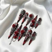Faux ongles à presser en acrylique, extra longs, forme stiletto, avec breloques 3D, pour fête, faits à la main, vente en gros, promotion