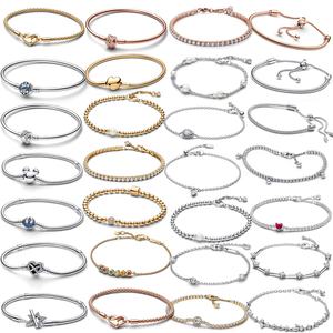 Originele damessieradenarmband, 100% S925 sterling zilver, hoogwaardige klassieke kralenarmband, verjaardagscadeau - Product Image 1