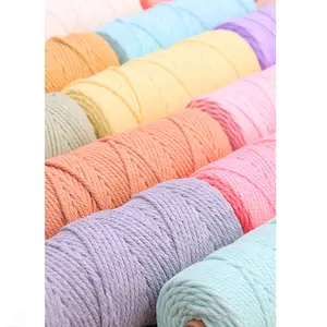 4mm 100m Strand Cotton Rope Macrame Yarn Colorful Cotton Craft Cord For Wall Hanging Plant Hangers Crafts Knitting