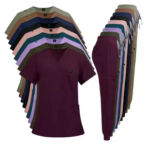 Traje de Spandex de dos piezas para mujer, uniformes de hospital de enfermeras más vendidos, pantalones elásticos para correr, conjuntos de uniformes de enfermería Premium - Product Image 6