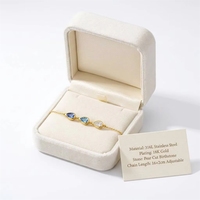 Pulsera Personalizada con Piedras de Nacimiento, 3 Piedras con Corte de Pera, Cadena de Gemas, Chapado en Oro de 18K, Joyería Antideslustre, Regalo para Ella