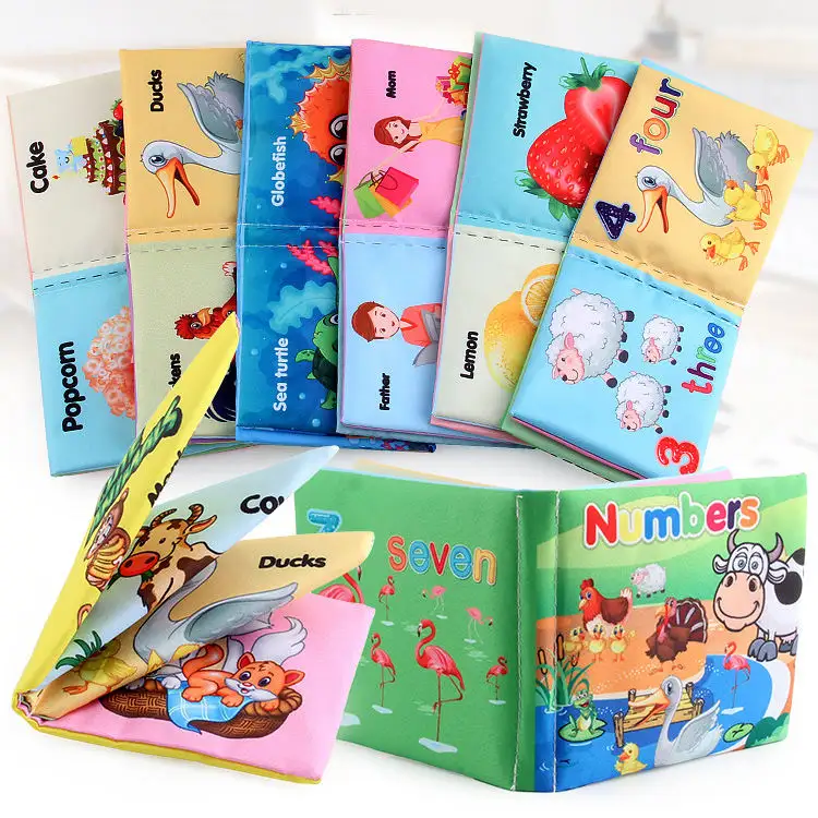 Livro de pano para bebês, livro de leitura educacional para crianças pequenas, desenvolvimento de inteligência, brinquedo infantil para bebês de 0 a 12 meses, primeiro livro