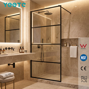 Puerta Corredera de Ducha YEETE con Acabado Cepillado, Vidrio Templado de Seguridad de 8mm, Mampara sin Marco, Suministro al por Mayor, Inventario para Exhibición y Venta Minorista - Product Image 1
