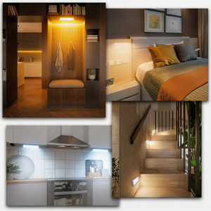 Rechargeable Closet <b>Lights</b> <b>with</b> Charging Station, 3 Color Temperature <b>LED</b> Cabinet <b>Light</b>, Dimmable Timing Motion <b>Sensor</b> LIghting - Product Image 6