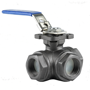 Vanne à bille à trois voies à levier DN15 T Port PN64 haute pression filetage NPT en acier inoxydable 304 filetage 1/2 UPVC/laiton/acier inoxydable - Product Image 1