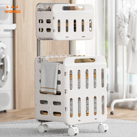 Panier à linge pliable grande capacité en PP avec roulettes pour rangement de salle de bain et vêtements sales – Design moderne et minimaliste