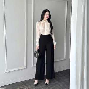 Jaquin High-Waist <b>Black</b> Pants for <b>Women</b> | <b>Straight</b>-<b>Leg</b> <b>Trousers</b> | Elegant Office and Casual Wear Bottoms - Product Image 1