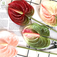 Bunga Anthurium Plastik 3D Artificial Grosir, Sentuhan Realistis untuk Dekorasi Rumah, Pesta Pernikahan, Hiasan Meja