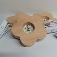 Pied de lampe LED USB rond blanc chaud Lumière en bois Lumière de base LED Panneau lumineux acrylique USB/Base d'affichage LED en bois pour la décoration de la maison