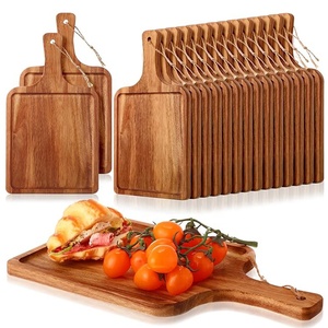 Plateau <span class=keywords><strong>de</strong></span> service décoratif en bois d'acacia avec poignée, 16 pièces, pour charcuterie, pizza, pain, <span class=keywords><strong>fromage</strong></span>, fruits, pour comptoir <span class=keywords><strong>de</strong></span> cuisine - Product Image 1