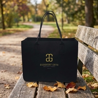 Sac fourre-tout en feutre noir avec logo personnalisé, sac cadeau de luxe pour hôtel, sac de shopping réutilisable, écologique, imperméable, sac à main, promotion hôtelière, marque