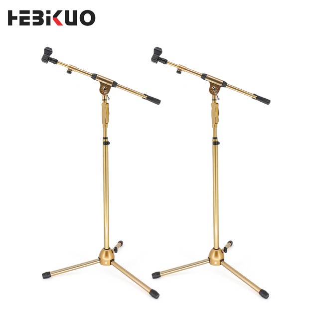Factory Wholesale HEBIKUO M-759 Heavy Industry Design Microphone Stand Golden Iron Mic Stand for Large-scale Performance Stages