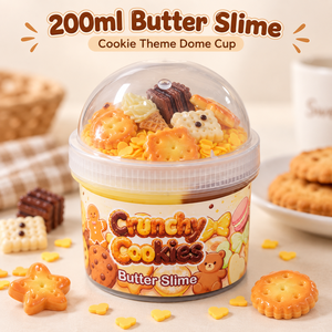 สไลม์เนื้อนุ่มแบบกึ่งแข็ง 200 มล. รสคุกกี้กรุบกรอบ ผลิตตามสั่ง (OEM) ได้มาตรฐาน CPSC ไม่เหนียวเหนอะหนะ ช่วยผ่อนคลายความเครียด พร้อมท็อปปิ้ง - Product Image 1