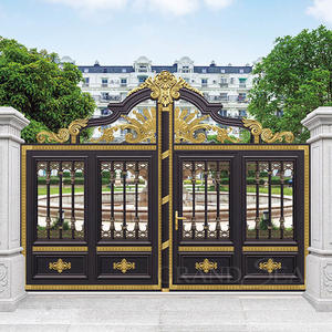 Puerta de Patio de Aluminio Fundido con Diseño de Decoración Exterior en Pintura Dorada - Product Image 5