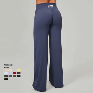 Pantalones <span class=keywords><strong>de</strong></span> yoga para levantamiento <span class=keywords><strong>de</strong></span> cadera <span class=keywords><strong>de</strong></span> secado rápido <span class=keywords><strong>de</strong></span> cintura alta con logotipo personalizado, pantalones acampanados ajustados <span class=keywords><strong>de</strong></span> pierna ancha, mallas deportivas para gimnasio para <span class=keywords><strong>mujer</strong></span> - Product Image 1