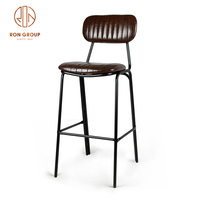 Tabouret de Bar en velours avec dossier en cuir, de Style industriel, pour Pub, discothèque, café, Restaurant