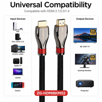 Câble Ultra Haute Vitesse 2.1 8K 60Hz 4K 120Hz 48 Gbps avec gaine en nylon pour moniteurs et projecteurs