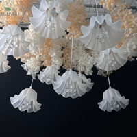 Nouvelle décoration de mariage, lustre à 10 têtes de fleurs blanches laiteuses, luminaire suspendu pour mariage, hôtel, salon, salle à manger, chambre à coucher