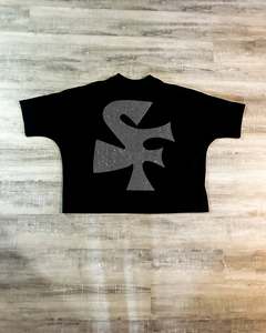 Camiseta Personalizada em Algodão 100% com Impressão Gráfica Digital, Preta e Branca, Camisetas Vintage com Lavagem Ácida e Strass para Homens - Product Image 3