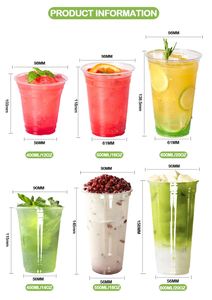 Gobelets à bulles jetables biodégradables 7Oz 8Oz 9Oz 10Oz 12Oz 14Oz 16Oz 18Oz 20Oz 24Oz 32Oz avec logo personnalisé, gobelets transparents en PLA - Product Image 3