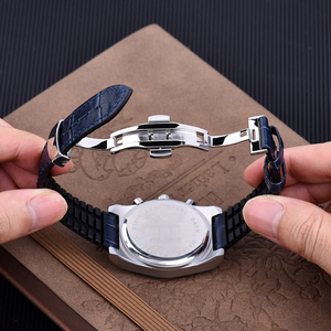 JUELONG Braun-Schwarzes Hybrid-Uhrenarmband Wasserdicht 18 19 20 21 22 24 mm Schmetterlingsverschluss Gummi-Leder Uhrenarmbänder - Product Image 2