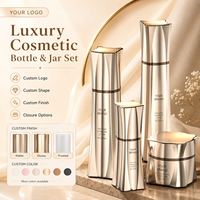 Ensemble d'emballages cosmétiques de luxe personnalisés avec logo : flacon de toner en verre, flacon d'huile essentielle en verre, pot à crème vide pour soins de la peau