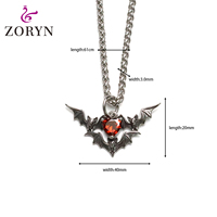 Collier Pendentif Cœur Rouge en Acier Inoxydable avec Trois Pierres Précieuses pour Hommes, Style Vintage Gothique Punk Rock Vampire Sombre, Bijou Tendance Rétro