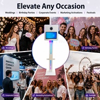 Kiosque photo interactif pour mariage, anniversaire, festival avec anneau lumineux LED et imprimante pour photos instantanées
