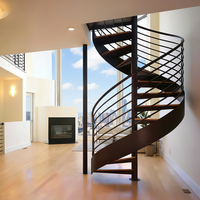 Escalier en colimaçon contemporain en acier au carbone pour intérieur, avec rampe circulaire, pour duplex et maison avec loft