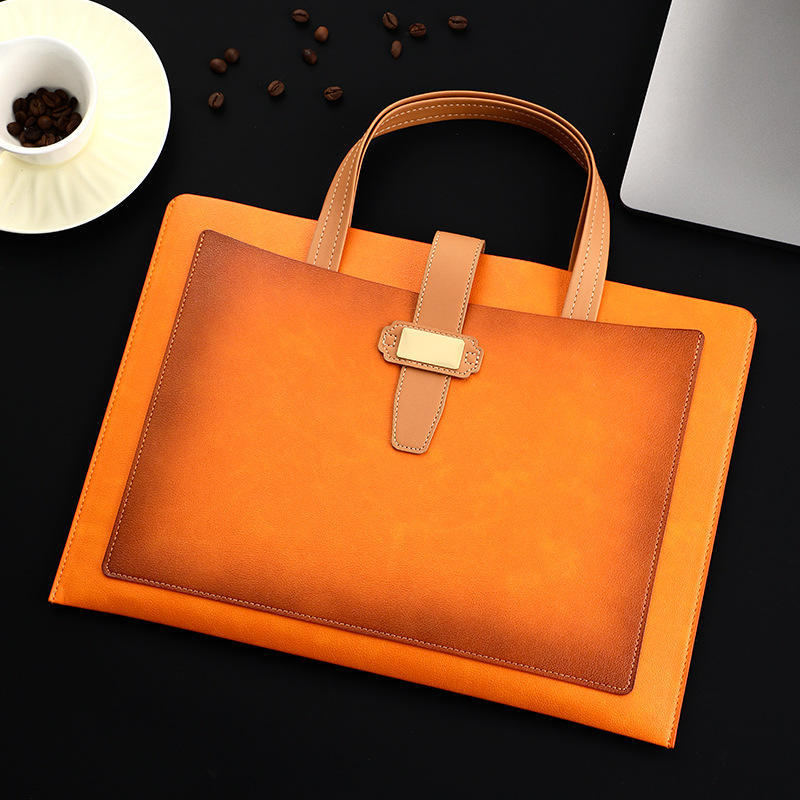 D1011 - Sac à documents amélioré (support pour ordinateur portable) - Jaune (stockage double couche, poignée incluse)