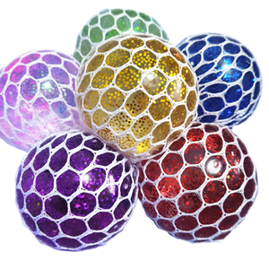 <b>Power</b> New Glitter Squishy Balls Colorful Anti-Stress Squeeze Grape TPR Sensory Toys Sewn <b>Mesh</b> Relieve Anxiety Calming - Product Image 1