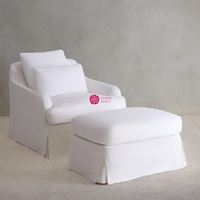 Fauteuil individuel Yicheng Designer en coton et lin beige, housse amovible et lavable, canapé de loisirs pour chambre d'hôtes et hôtel