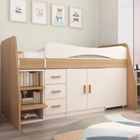 Lit superposé moderne en pin massif avec bureau et armoire, multifonctionnel, gain de place, écologique, grand lit avec rangement pour l'école