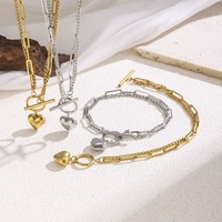 Bracelet double couche en acier inoxydable avec pendentifs et breloques en zircon, multi-styles, élégant et scintillant, collection tendance TGSL6001