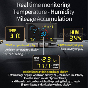 DC5-24V เครื่องวัดความเร็ว GPS สำหรับรถยนต์แบบมัลติฟังก์ชั่น HUD จอแสดงผลบนกระจกหน้ารถ พร้อมเข็มทิศ วัดความสูง อุณหภูมิ ความชื้น - Product Image 5